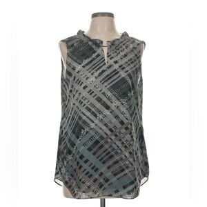 CAbi Womens Sleeveless Graph Trellis blouse Gray 
Size Medium Great condition